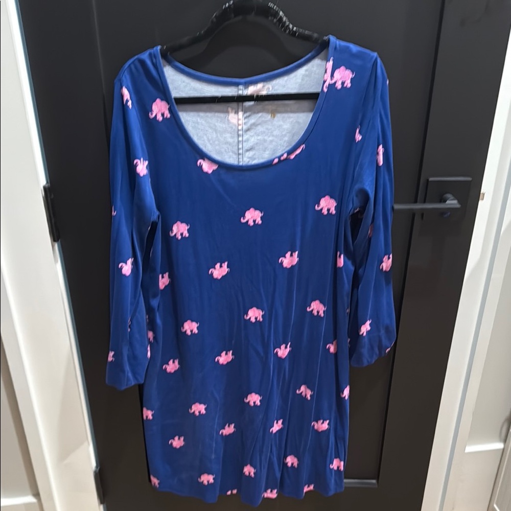 Lilly Pulitzer Blue Dress with Pink Elephant Print